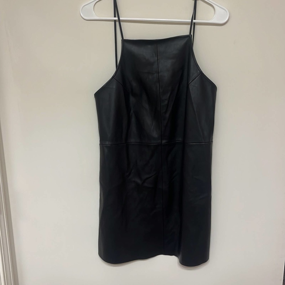 Urban Outfitters Camila Faux Black Leather Dress Size Small football SEC Gameday